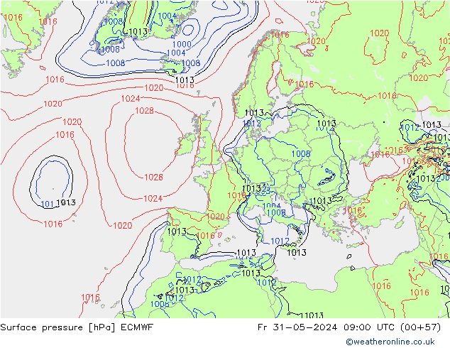 pression de l'air ECMWF ven 31.05.2024 09 UTC