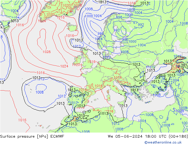 Surface pressure ECMWF We 05.06.2024 18 UTC