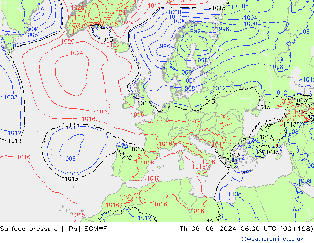 Bodendruck ECMWF Do 06.06.2024 06 UTC