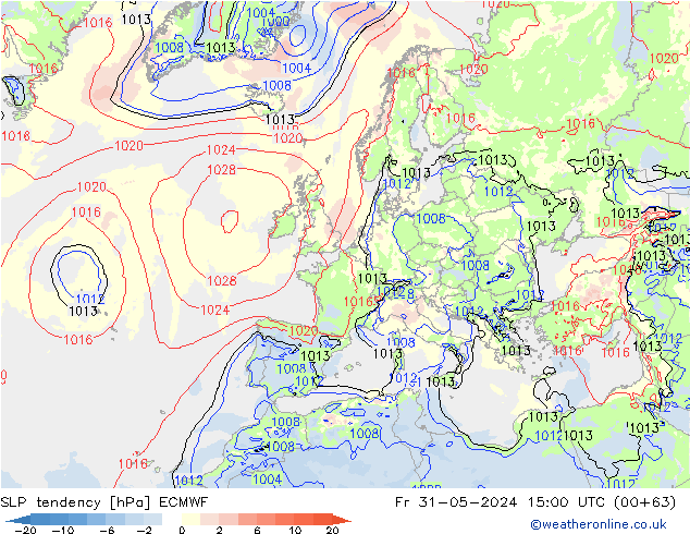 SLP tendency ECMWF Fr 31.05.2024 15 UTC