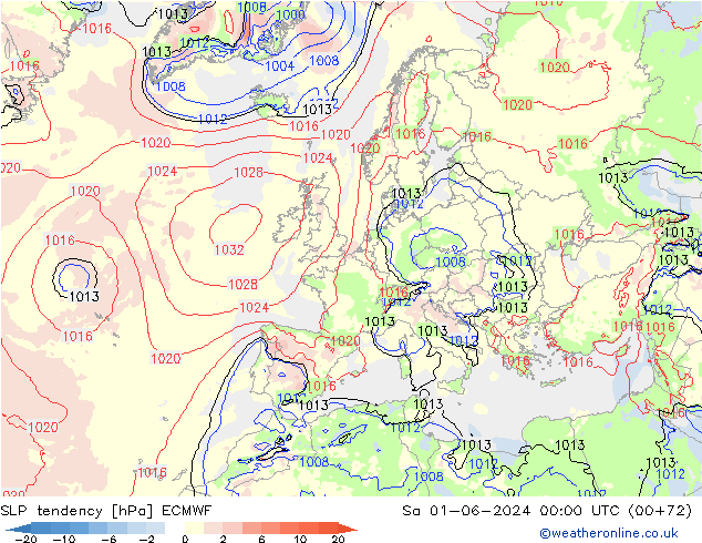 SLP tendency ECMWF Sáb 01.06.2024 00 UTC