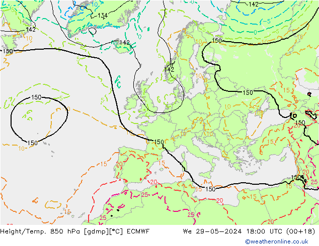Height/Temp. 850 hPa ECMWF  29.05.2024 18 UTC