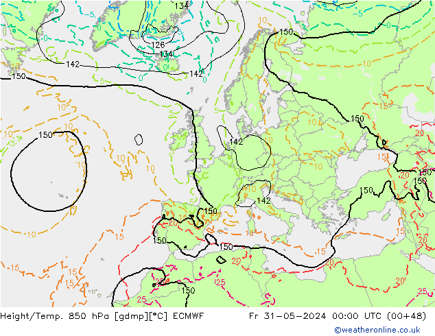 Height/Temp. 850 hPa ECMWF ven 31.05.2024 00 UTC