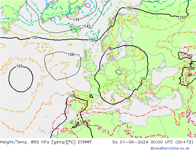 Height/Temp. 850 hPa ECMWF Sáb 01.06.2024 00 UTC