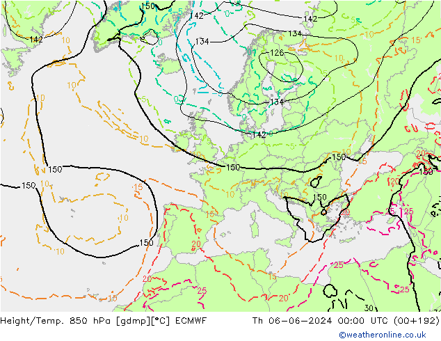 Z500/Rain (+SLP)/Z850 ECMWF Th 06.06.2024 00 UTC