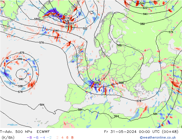 T-Adv. 500 hPa ECMWF ven 31.05.2024 00 UTC