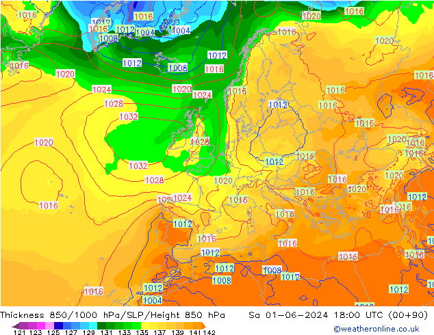 Thck 850-1000 hPa ECMWF Sa 01.06.2024 18 UTC