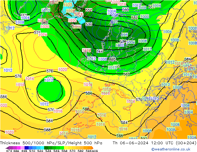 Thck 500-1000гПа ECMWF чт 06.06.2024 12 UTC