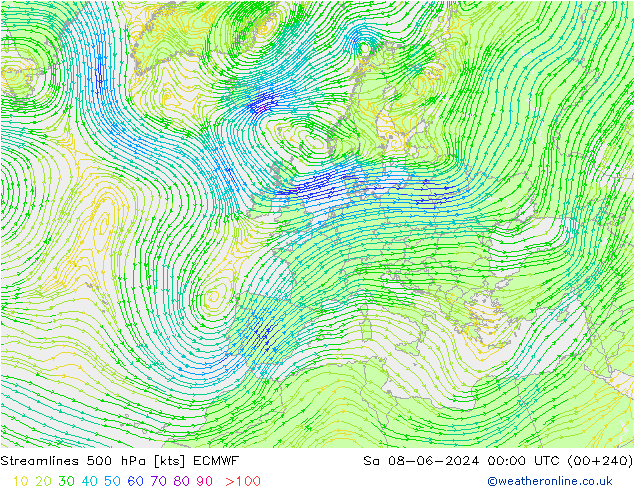 Rüzgar 500 hPa ECMWF Cts 08.06.2024 00 UTC