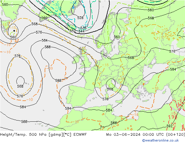 Height/Temp. 500 hPa ECMWF  03.06.2024 00 UTC