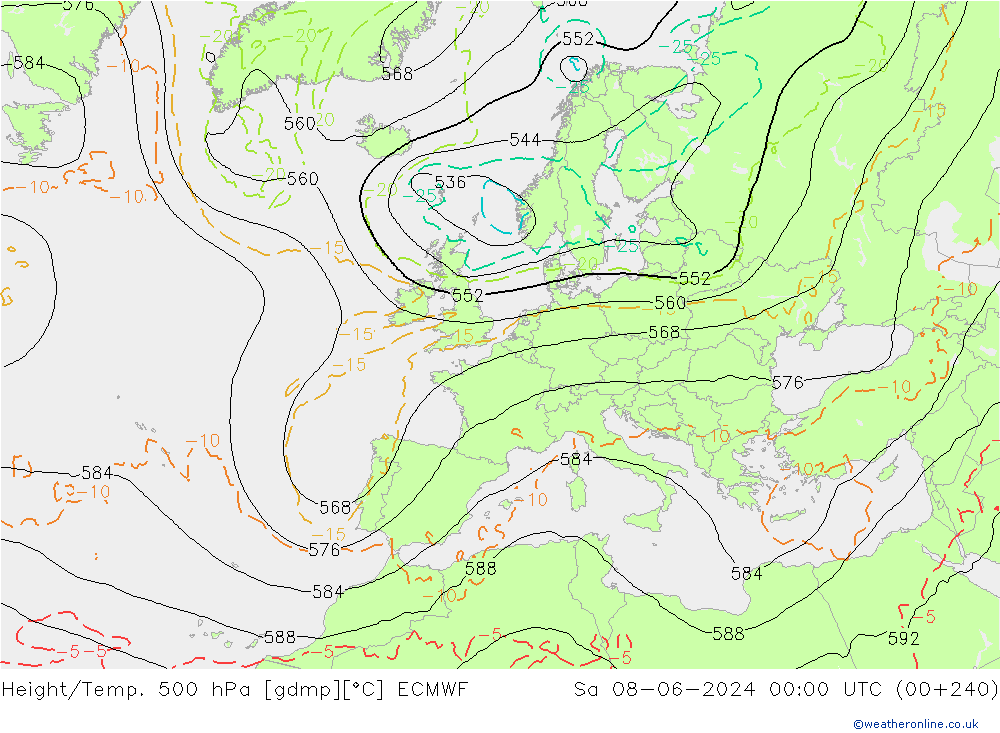 Height/Temp. 500 hPa ECMWF  08.06.2024 00 UTC