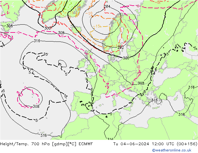 Geop./Temp. 700 hPa ECMWF mar 04.06.2024 12 UTC