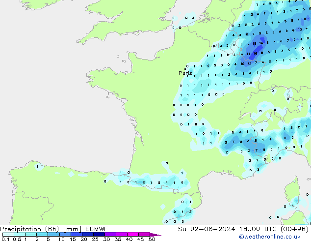 Z500/Regen(+SLP)/Z850 ECMWF zo 02.06.2024 00 UTC