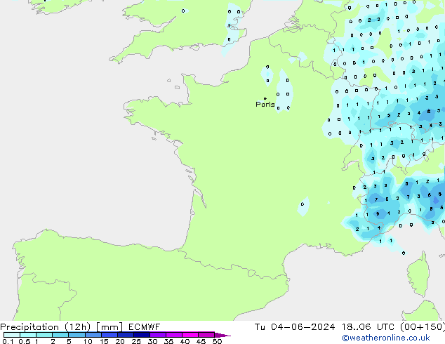 Precipitación (12h) ECMWF mar 04.06.2024 06 UTC
