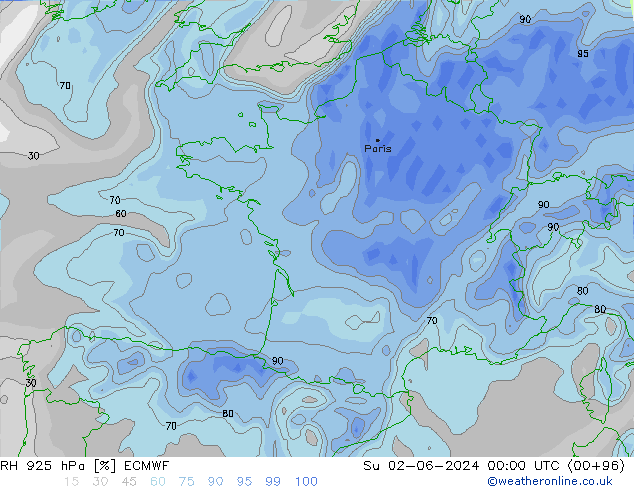 925 hPa Nispi Nem ECMWF Paz 02.06.2024 00 UTC