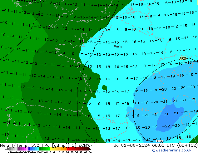 Z500/Rain (+SLP)/Z850 ECMWF Dom 02.06.2024 06 UTC