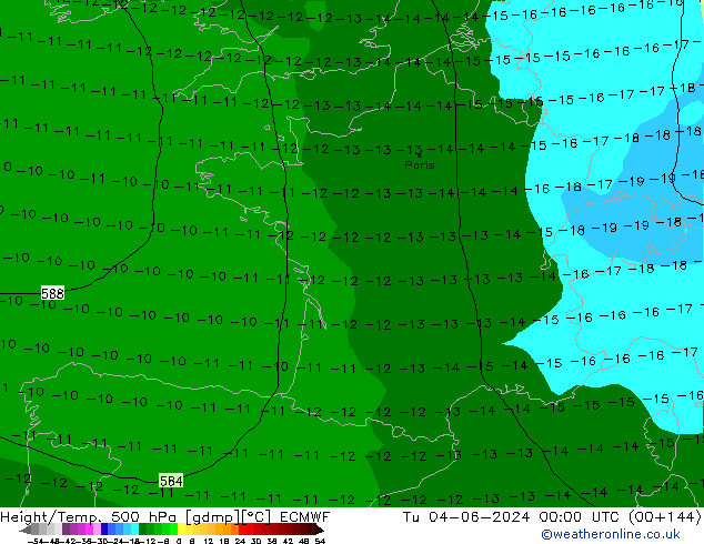 Z500/Yağmur (+YB)/Z850 ECMWF Sa 04.06.2024 00 UTC