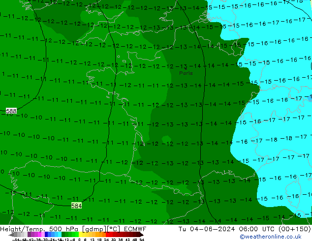 Z500/Yağmur (+YB)/Z850 ECMWF Sa 04.06.2024 06 UTC