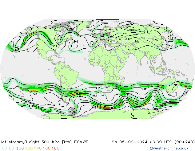 Jet stream/Height 300 hPa ECMWF Sa 08.06.2024 00 UTC