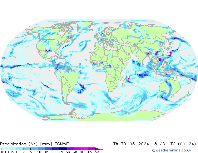 Z500/Rain (+SLP)/Z850 ECMWF czw. 30.05.2024 00 UTC