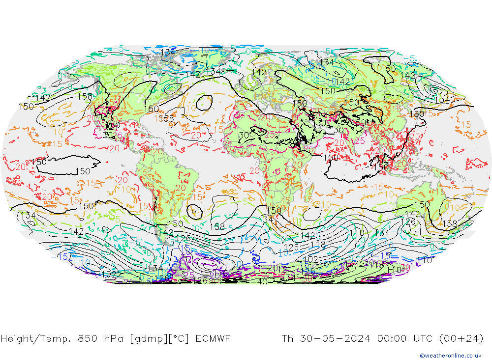 Z500/Yağmur (+YB)/Z850 ECMWF Per 30.05.2024 00 UTC