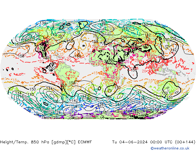 Hoogte/Temp. 850 hPa ECMWF di 04.06.2024 00 UTC