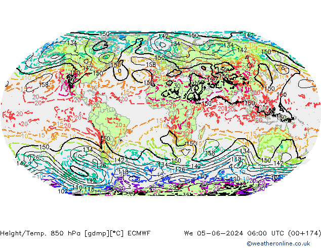 Height/Temp. 850 hPa ECMWF Mi 05.06.2024 06 UTC