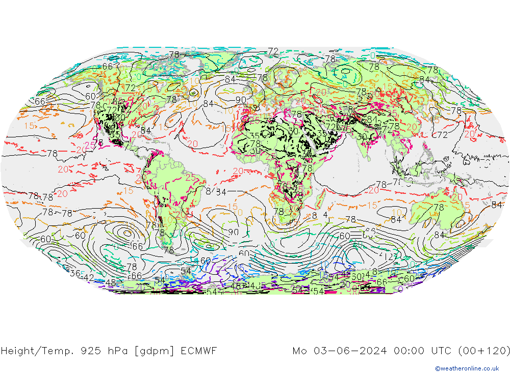 Géop./Temp. 925 hPa ECMWF lun 03.06.2024 00 UTC