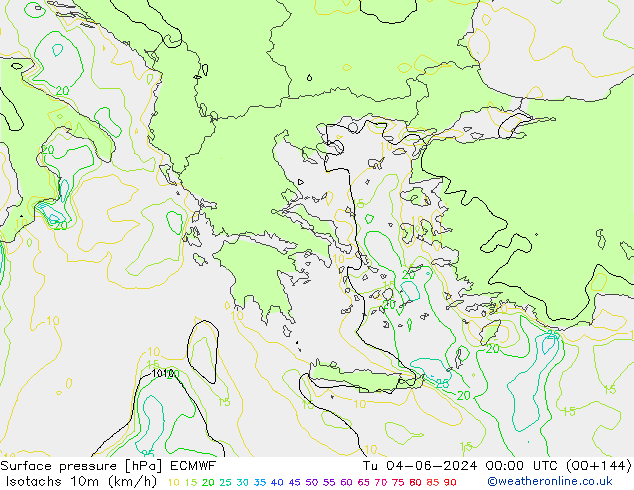 Isotachs (kph) ECMWF Ter 04.06.2024 00 UTC