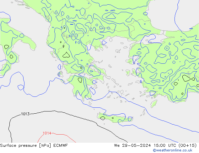 Surface pressure ECMWF We 29.05.2024 15 UTC