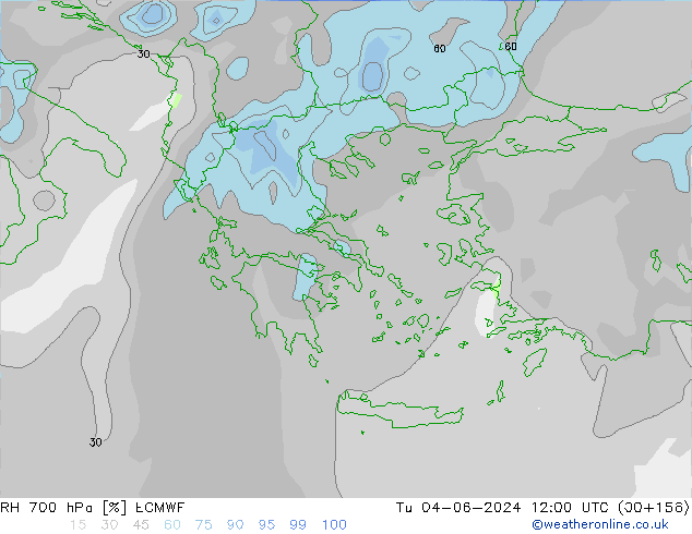 RH 700 hPa ECMWF Di 04.06.2024 12 UTC