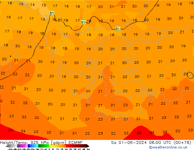 Height/Temp. 925 hPa ECMWF  01.06.2024 06 UTC