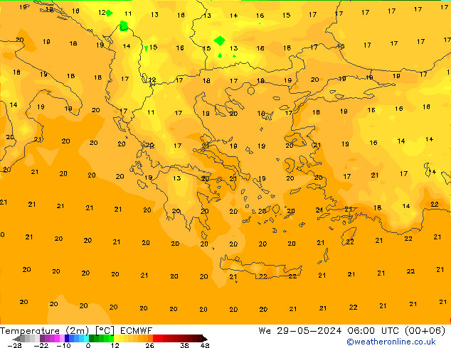 Temperature (2m) ECMWF We 29.05.2024 06 UTC