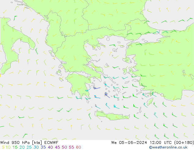 Rüzgar 950 hPa ECMWF Çar 05.06.2024 12 UTC