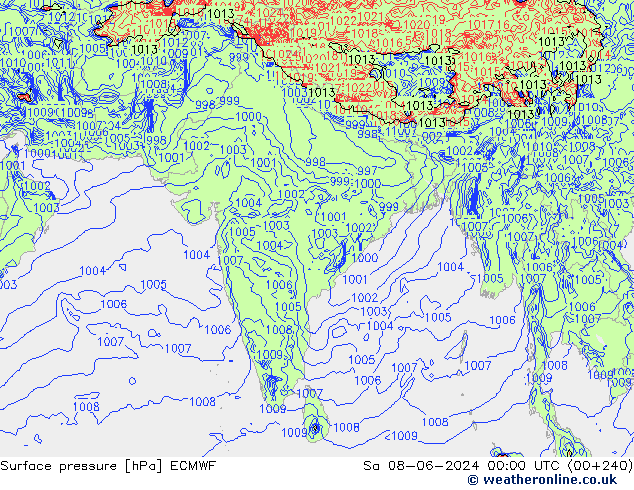 pressão do solo ECMWF Sáb 08.06.2024 00 UTC