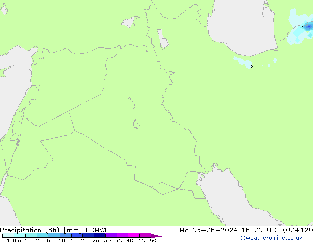 Precipitation (6h) ECMWF Po 03.06.2024 00 UTC