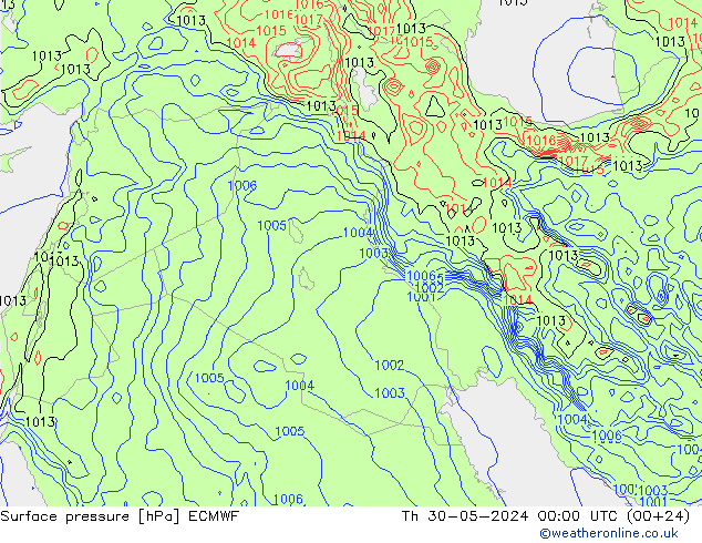 Surface pressure ECMWF Th 30.05.2024 00 UTC