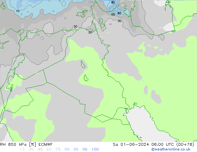 RH 850 hPa ECMWF So 01.06.2024 06 UTC