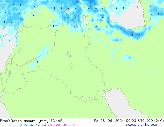 Totale neerslag ECMWF za 08.06.2024 00 UTC