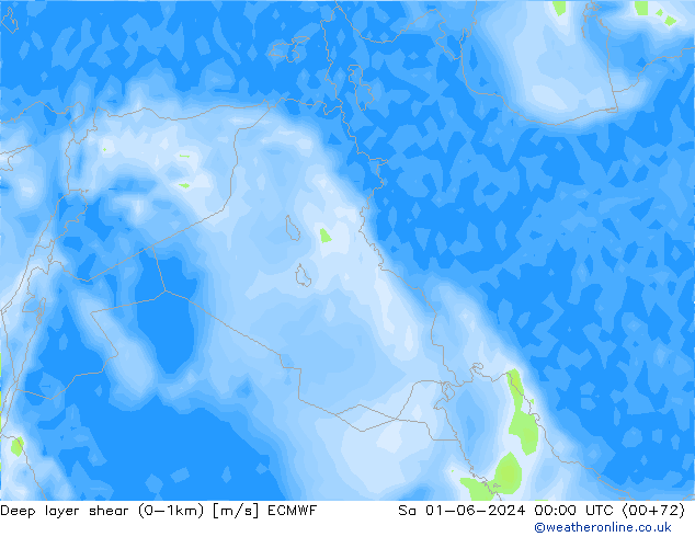 Deep layer shear (0-1km) ECMWF Sáb 01.06.2024 00 UTC