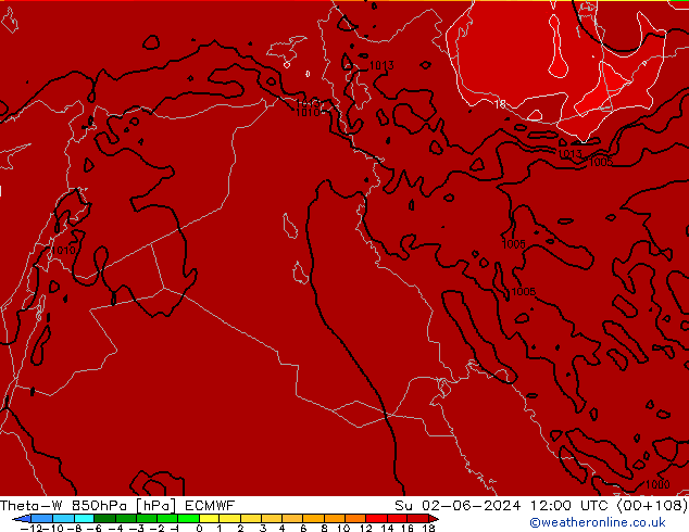 Theta-W 850hPa ECMWF So 02.06.2024 12 UTC