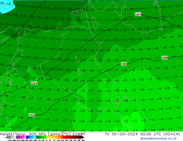 Height/Temp. 500 hPa ECMWF  30.05.2024 00 UTC