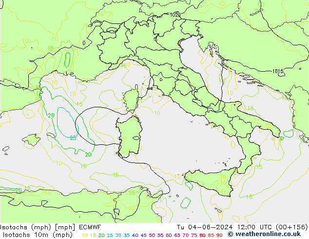 Isotachen (mph) ECMWF di 04.06.2024 12 UTC