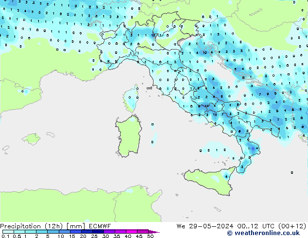 Precipitação (12h) ECMWF Qua 29.05.2024 12 UTC