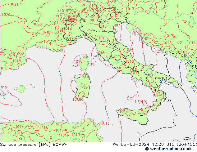 Atmosférický tlak ECMWF St 05.06.2024 12 UTC