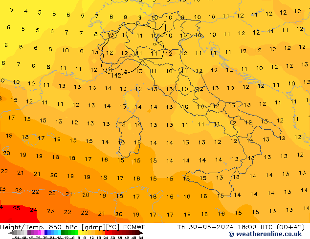 Z500/Rain (+SLP)/Z850 ECMWF Qui 30.05.2024 18 UTC