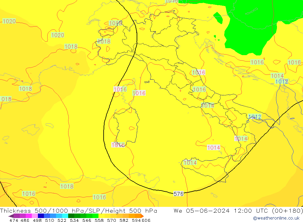 Thck 500-1000hPa ECMWF We 05.06.2024 12 UTC