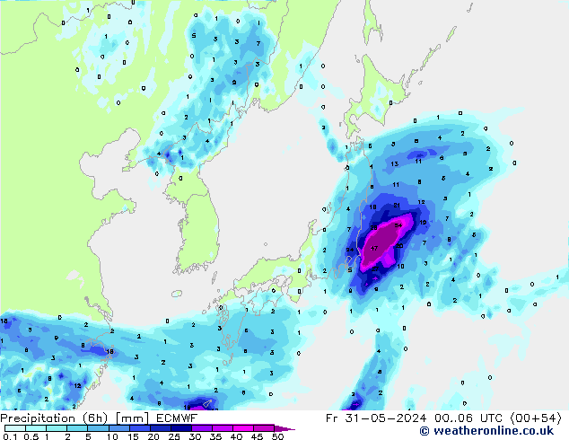 Z500/Rain (+SLP)/Z850 ECMWF Fr 31.05.2024 06 UTC