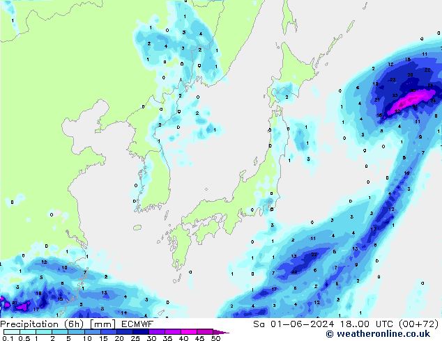 Z500/Rain (+SLP)/Z850 ECMWF сб 01.06.2024 00 UTC