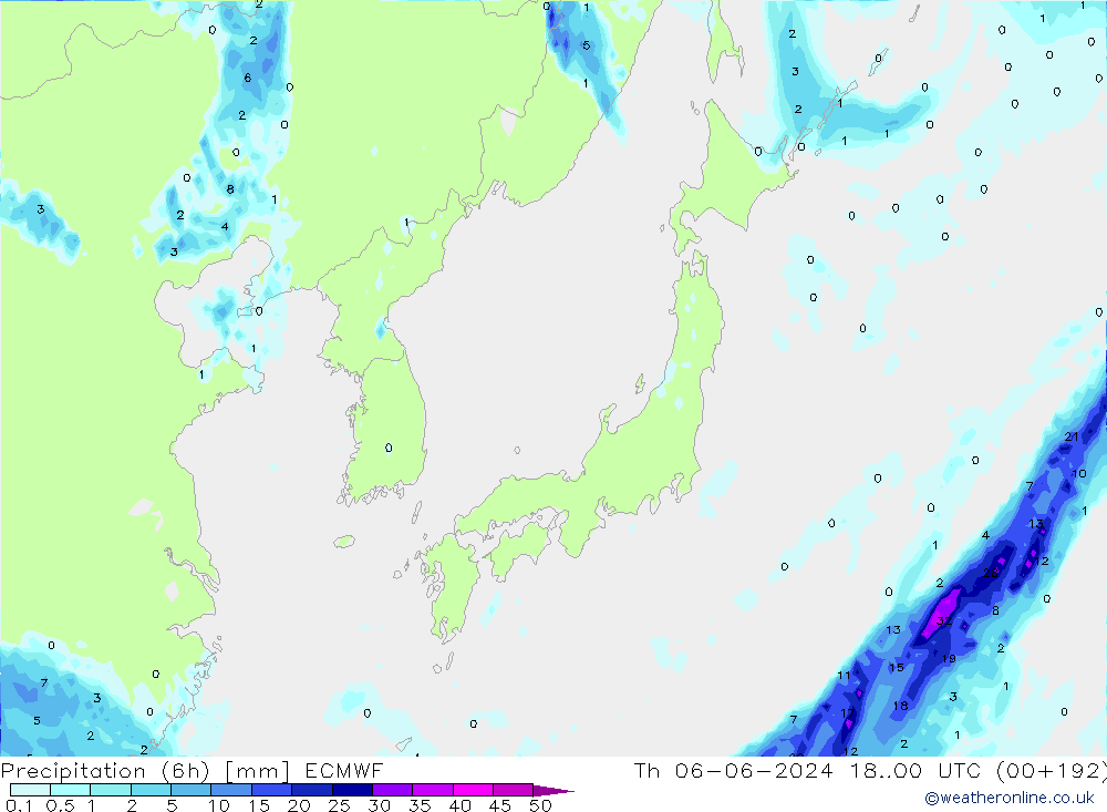 Z500/Rain (+SLP)/Z850 ECMWF czw. 06.06.2024 00 UTC